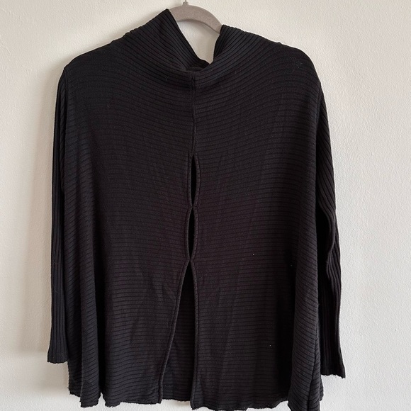 Free People sweater lover mock neck ribbed black thermal split back size medium - Picture 5 of 8